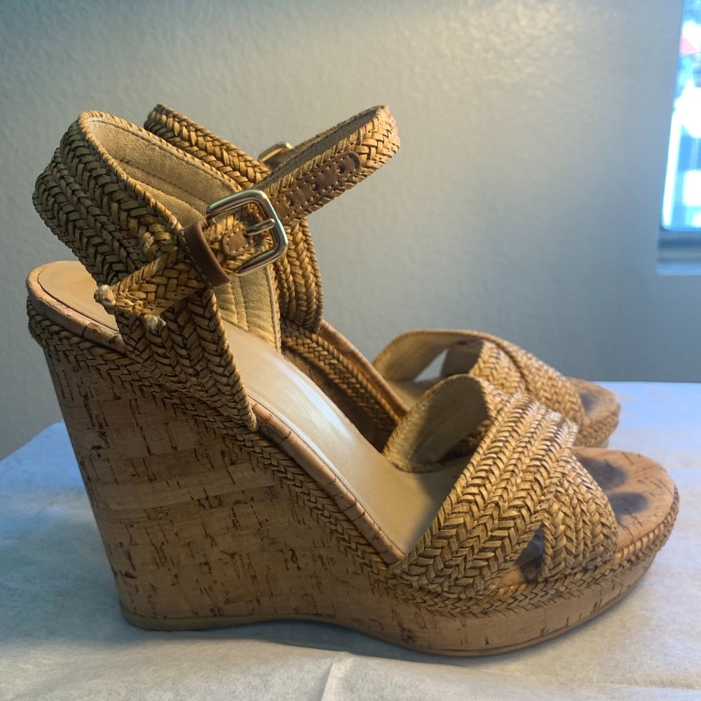 Stuart Weitzman 'Minx' Camel Laniard Wedges